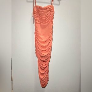 Coral mermaid form fitting dress